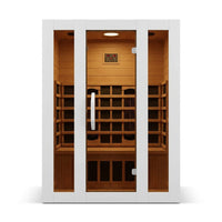 2 Person Extendable FAR Infrared Sauna for Home, Hemlock Wood Low EMF 6 Carbon Heaters Indoor Saunas with LED Lights, Bluetooth Speaker, Digital Control Panel, and Seating Bench — Studio Shot