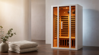 2 Person Extendable FAR Infrared Sauna for Home, Hemlock Wood Low EMF 6 Carbon Heaters Indoor Saunas with LED Lights, Bluetooth Speaker, Digital Control Panel, and Seating Bench — Lifestyle
