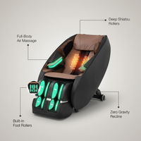 Shiatsu Massage Chairs Full Body and Recliner Zero Gravity Massage Chair Electric with Built-In Heart Foot Roller Air Massage Easy to Move for Home Office,Black — infographic
