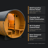 Traditional Cedar Sauna Built for Home Wellness, 9kW Electric Heater, Barrel Design, LED Lights — Results & Stats
