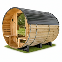 Traditional Cedar Sauna Built for Home Wellness, 9kW Electric Heater, Barrel Design, LED Lights